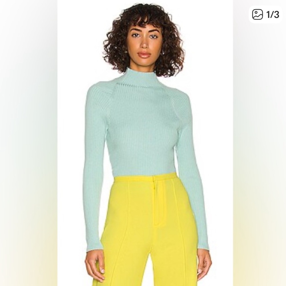 Alice + Olivia Irena Mock Neck Ribbed Sweater